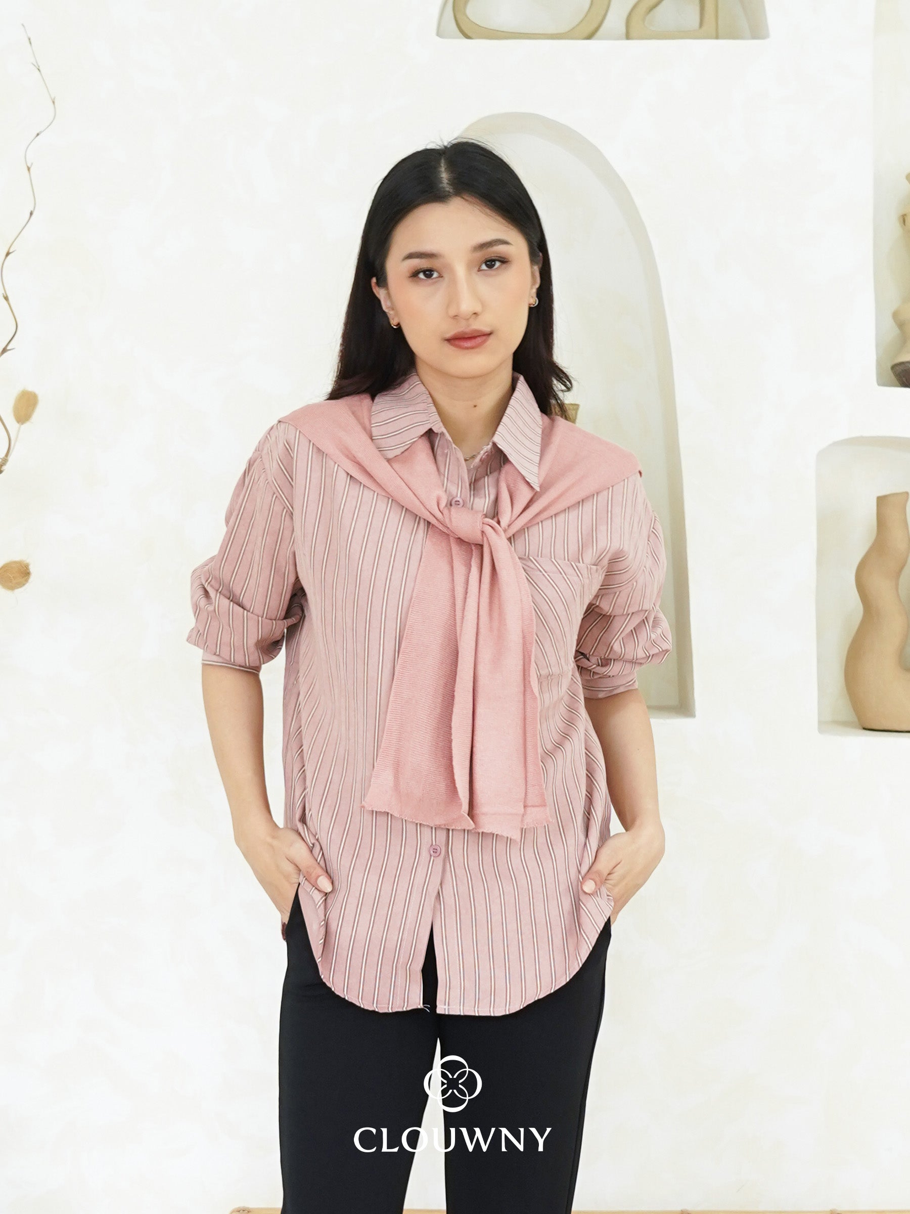 Candela Stripes Scarf - Pink